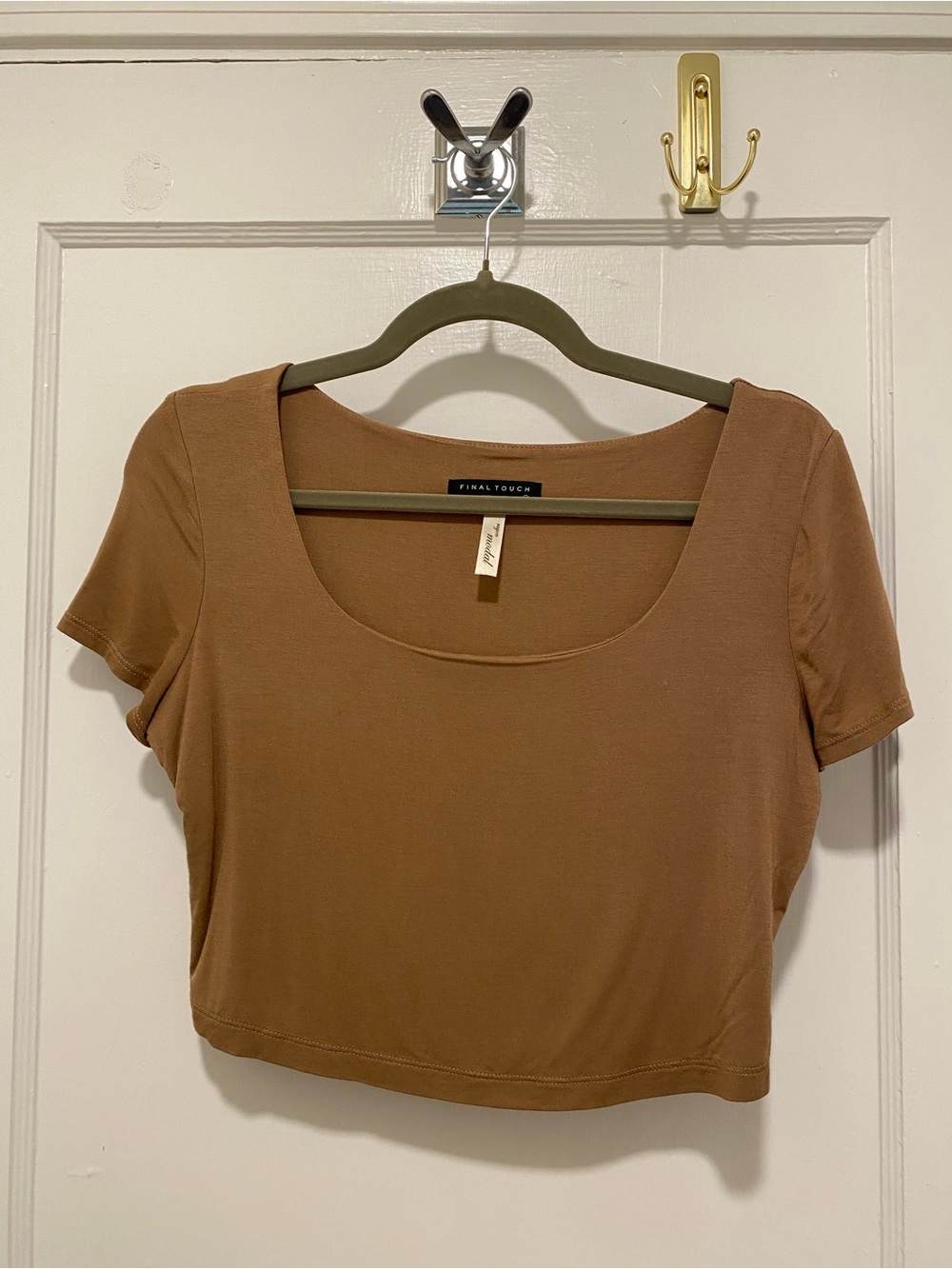 Final Touch Brown Scoop Neck Crop Top